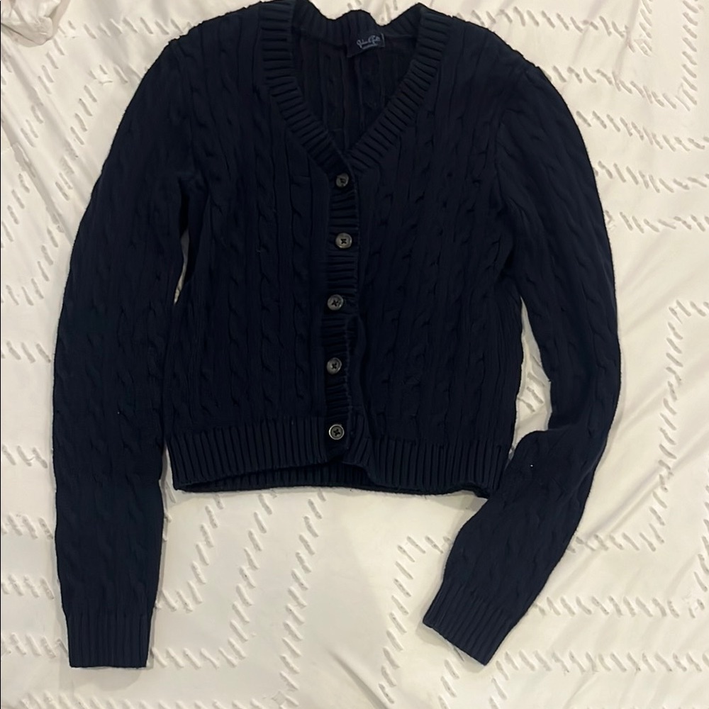 Black Cable Knit Cardigan Sweater